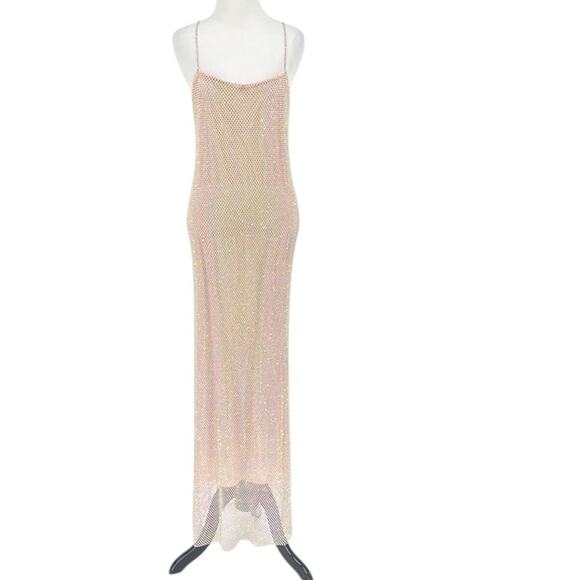 LoveShackFancy Calvert Beaded Crystal Embellished Mesh Maxi Dress Size 4 - Picture 5 of 13